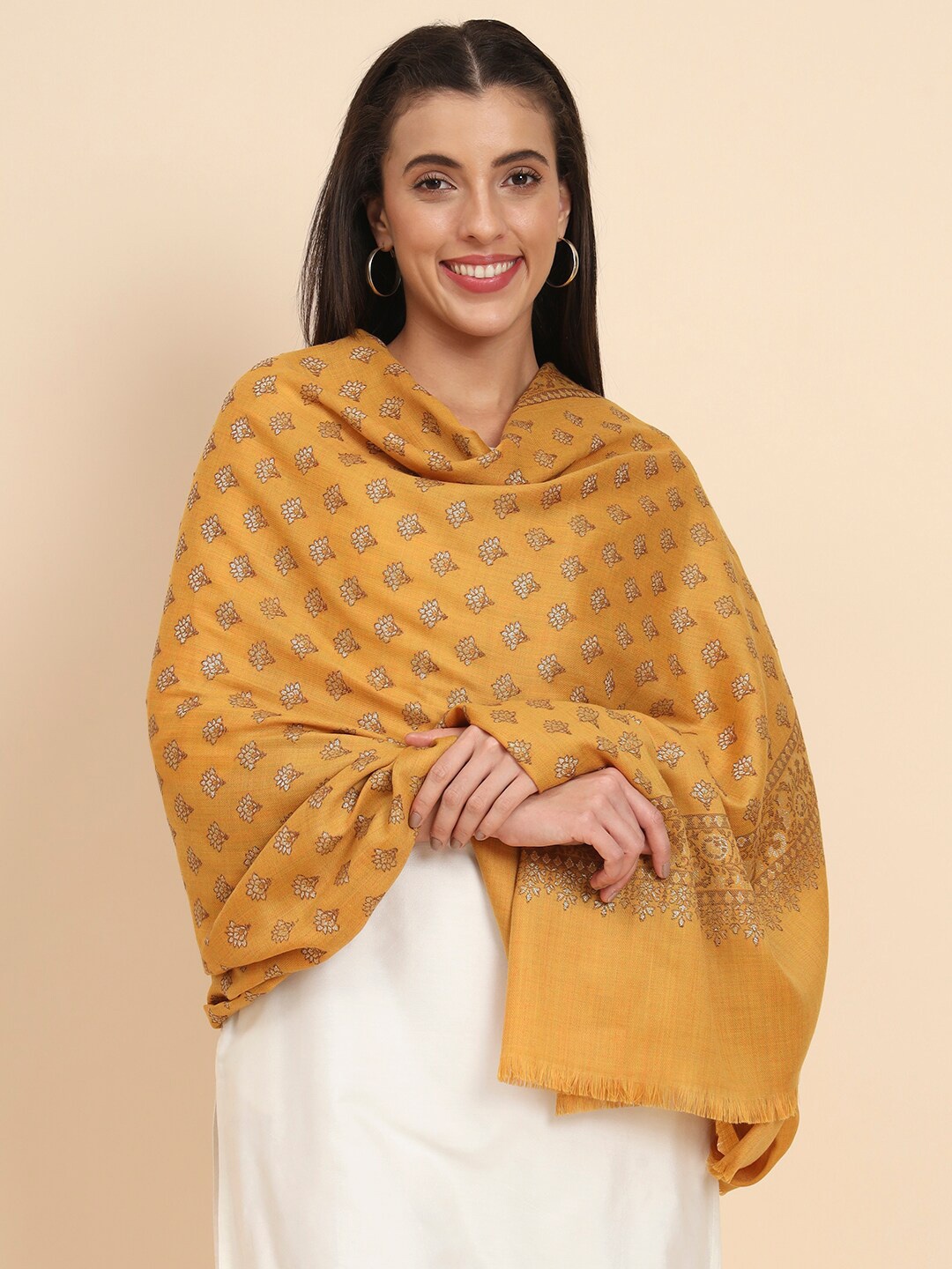 

Pashmoda Floral Kaani Woven Design Shawl, Mustard