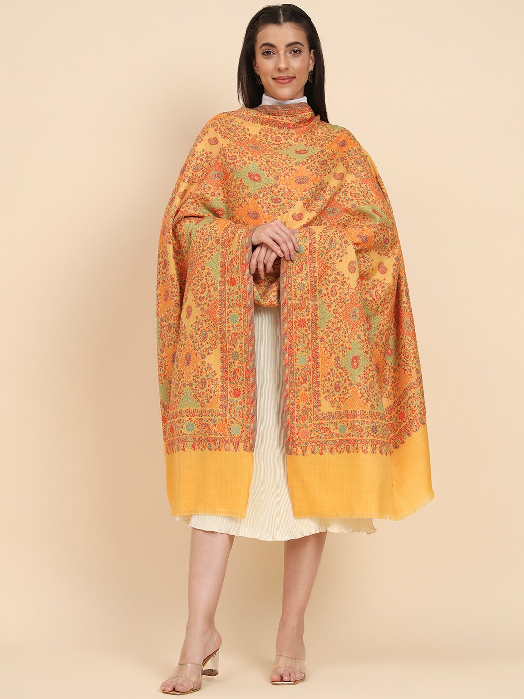 

Pashmoda Paisely Woven Design Shawl, Yellow
