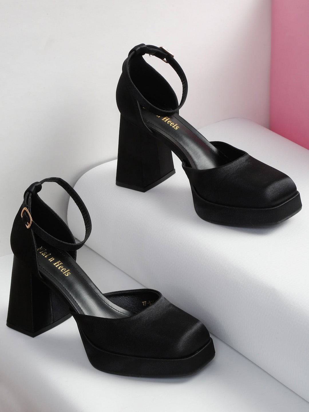 

Flat n Heels Square Toe Platform Heel Pumps, Black