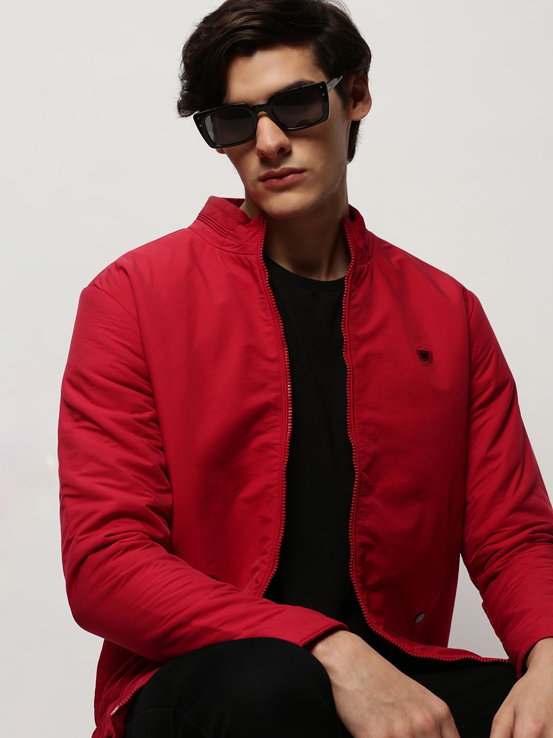 

SHOWOFF Mock Collar Windcheater Taslon Bomber Jacket, Red