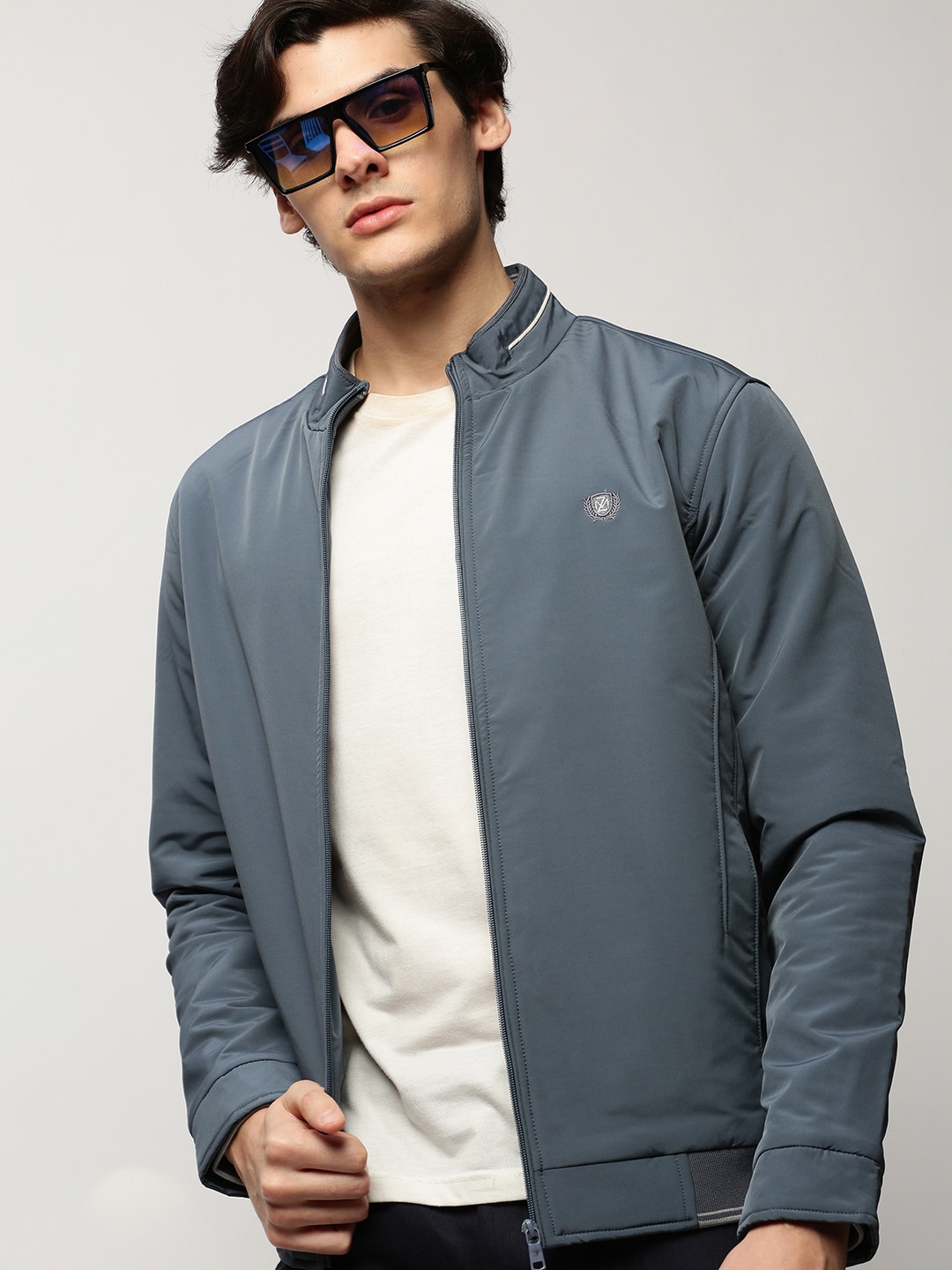 

SHOWOFF Mock Collar Windcheater Bomber Jacket, Blue