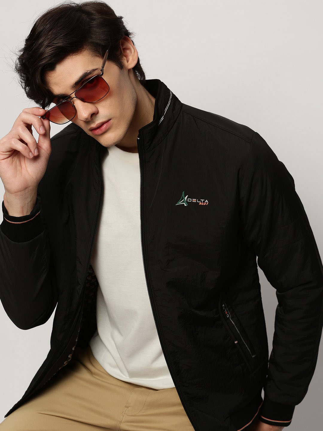 

SHOWOFF Mock Collar Windcheater Bomber Jacket, Black