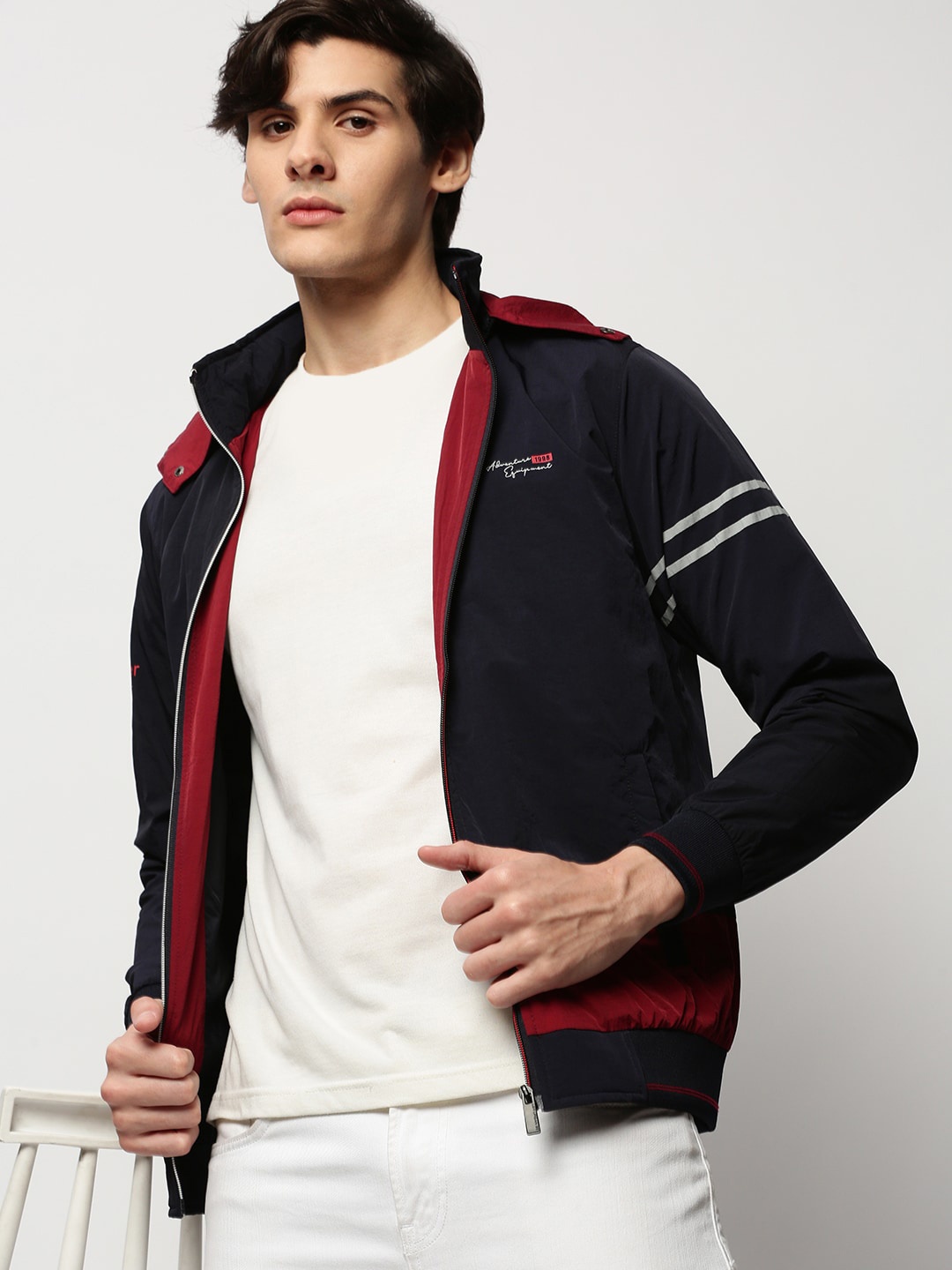 

SHOWOFF Colourblocked Windcheater Bomber Jacket, Navy blue