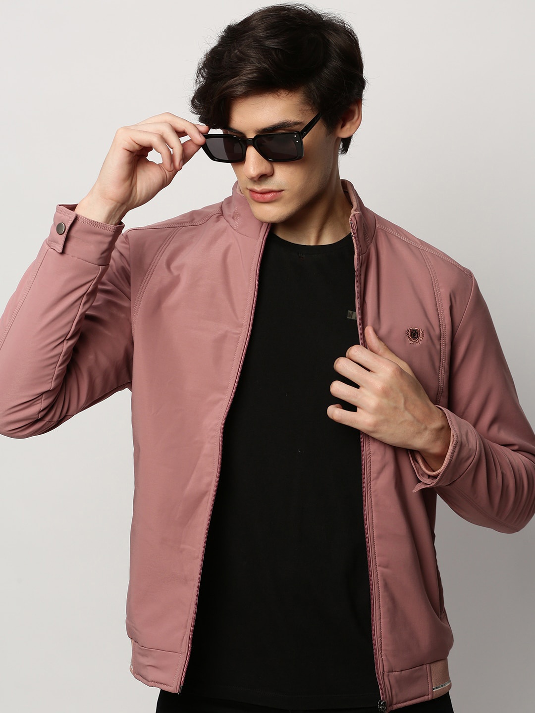 SHOWOFF Mock Collar Windcheater Bomber Jacket, Mauve
