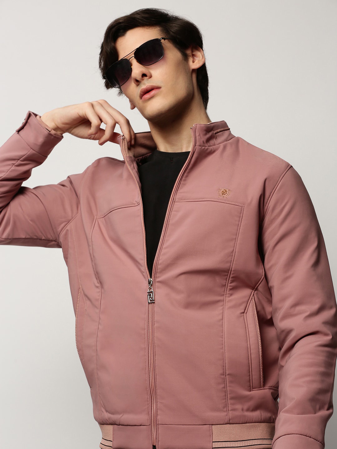 

SHOWOFF Mock Collar Windcheater Bomber Jacket, Mauve