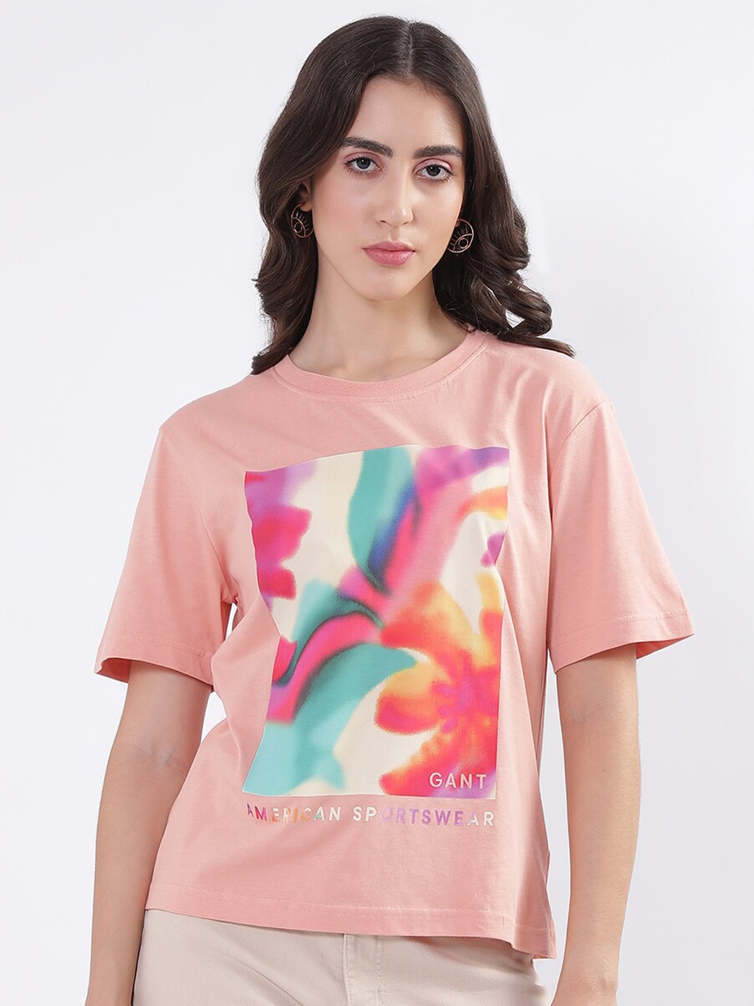 

GANT Relaxed Fit Graphic Print Round Neck T-shirt, Orange