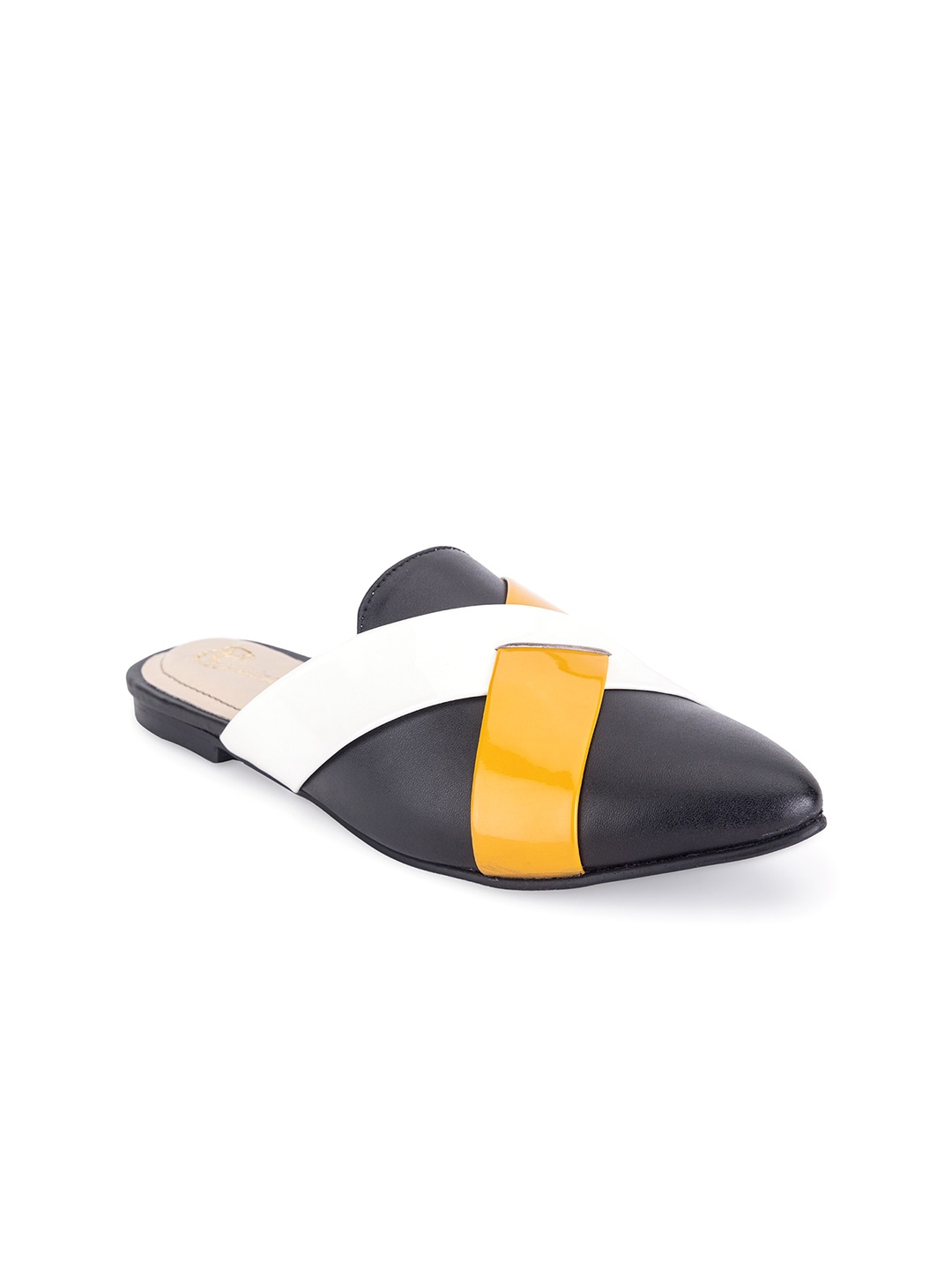 

BEAVER Pointed Toe Colourblocked Mules, Black