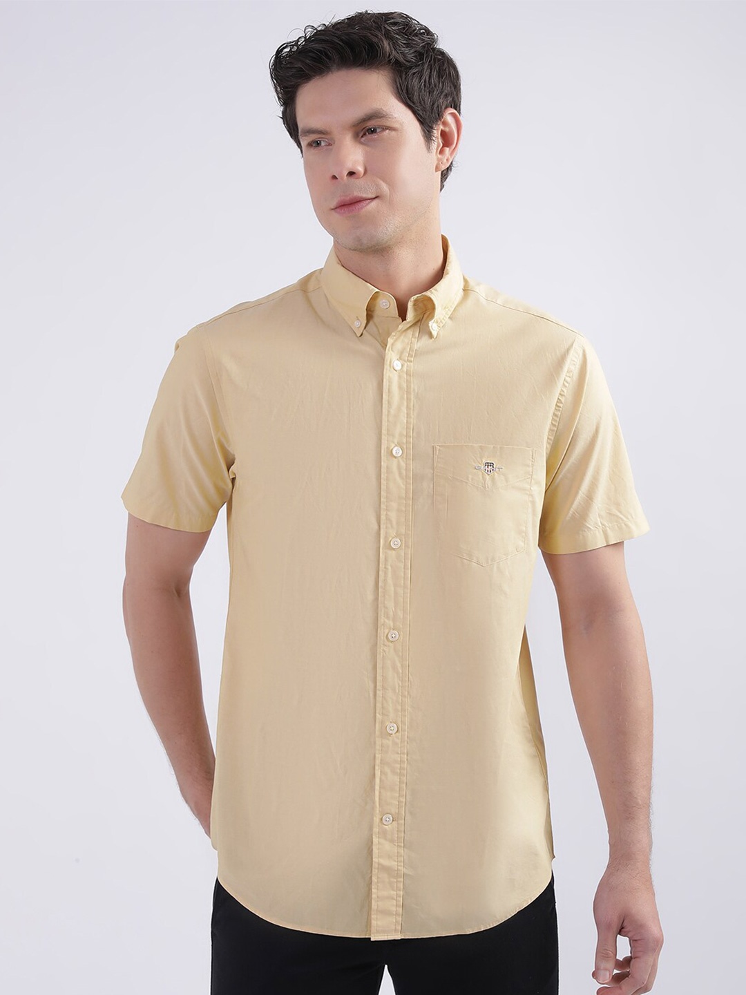 

GANT Spread Collar Opaque Regular Fit Cotton Casual Shirt, Yellow