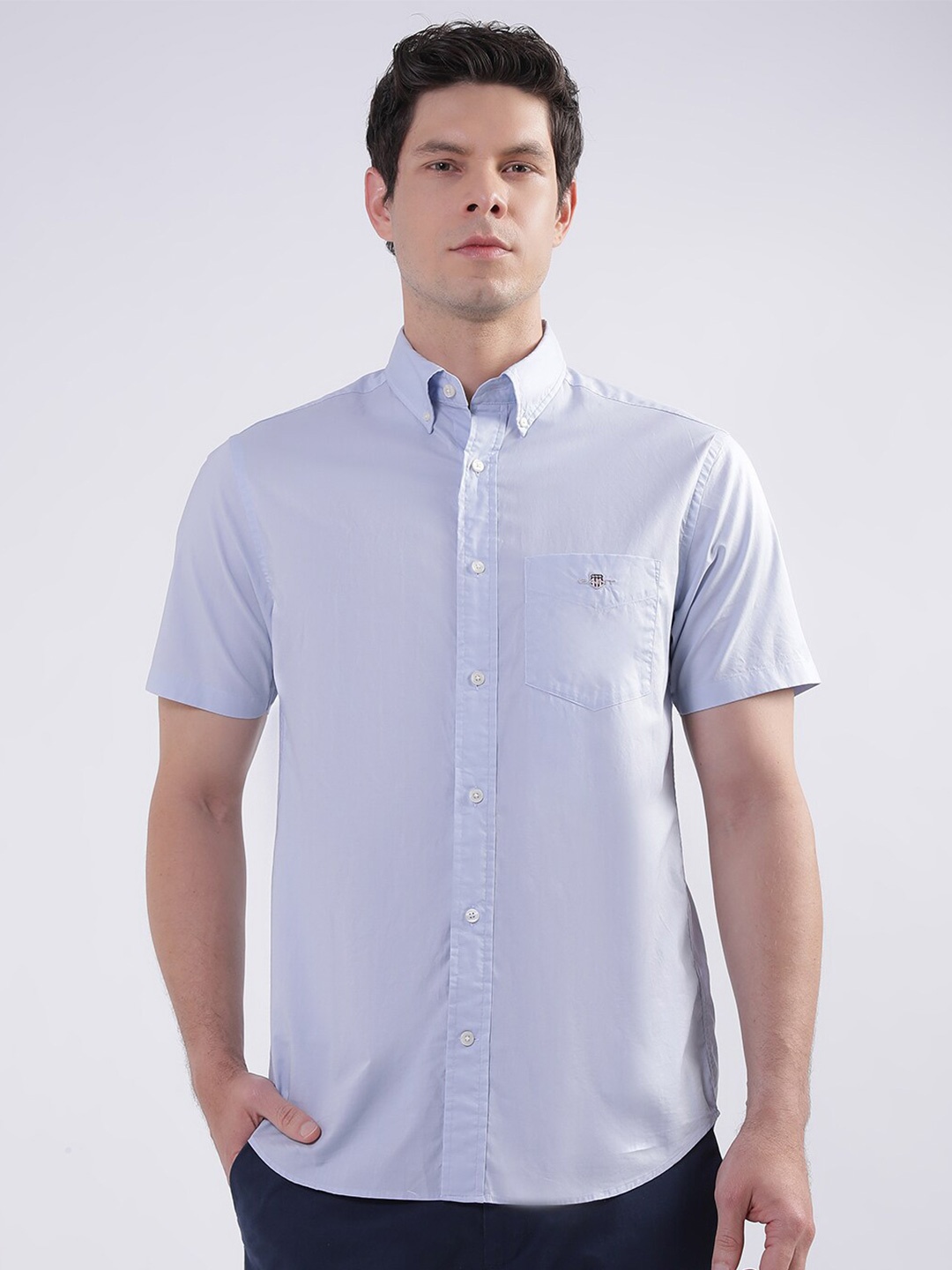 

GANT Button-Down Collar Pure Cotton Casual Shirt, Blue