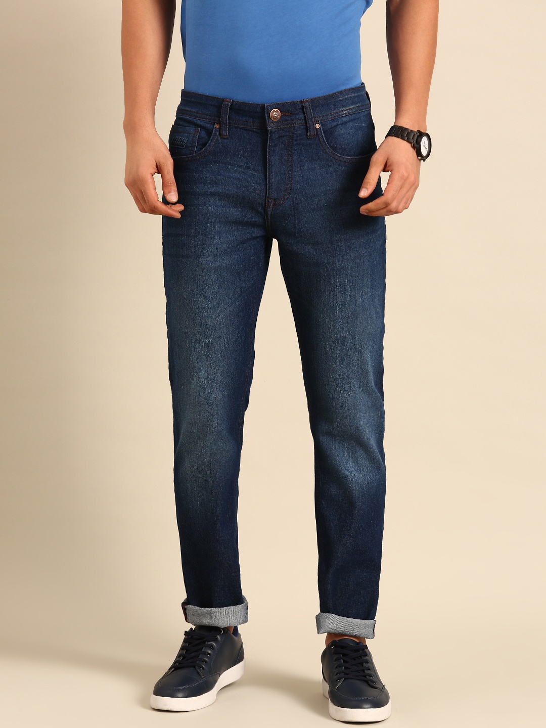 

Being Human Men Slim Fit Light Fade Stretchable Mid-Rise Jeans, Blue
