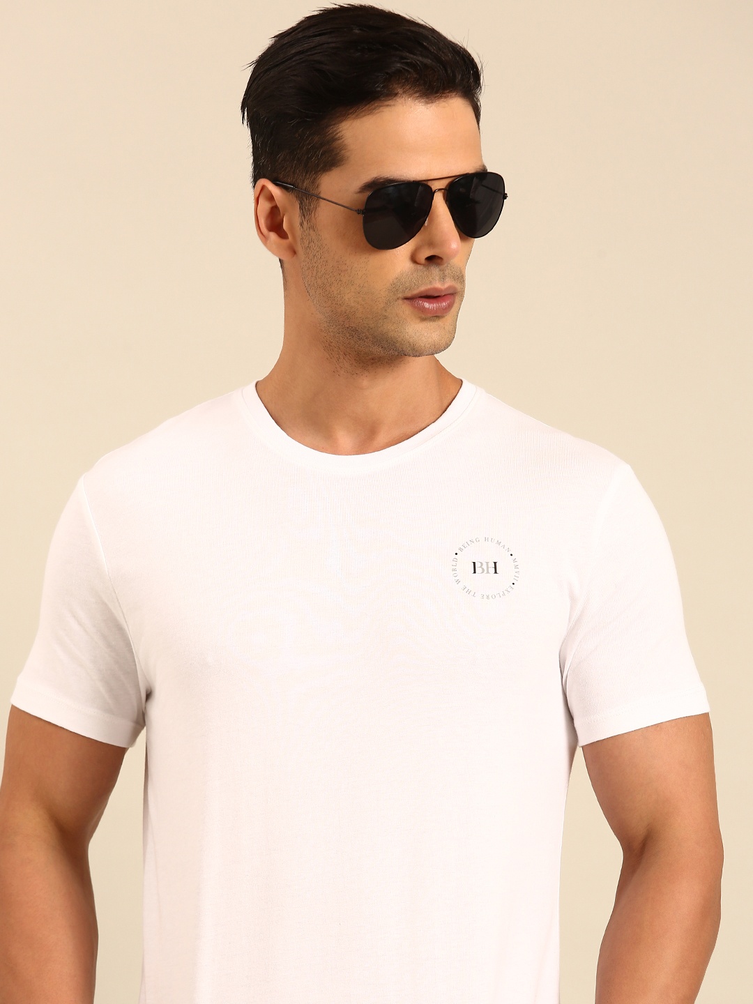 

Being Human Brand Logo Printed Pure Cotton T-shirt, White