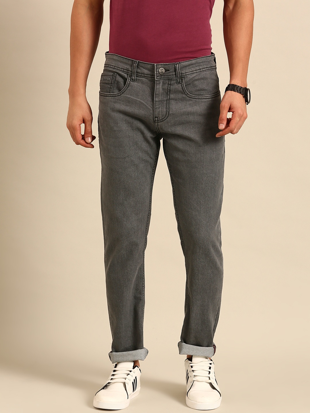 

Being Human Stretchable Slim Fit Casual Jeans, Grey melange