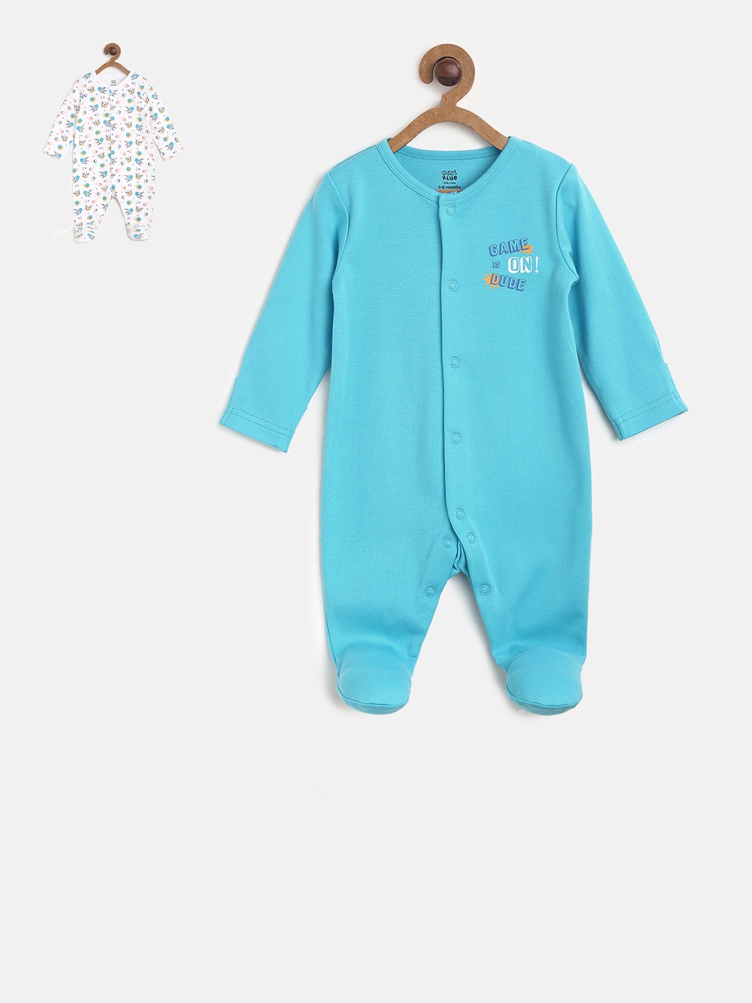 

MINI KLUB Boys Set Of Two Sleepsuits, Turquoise blue