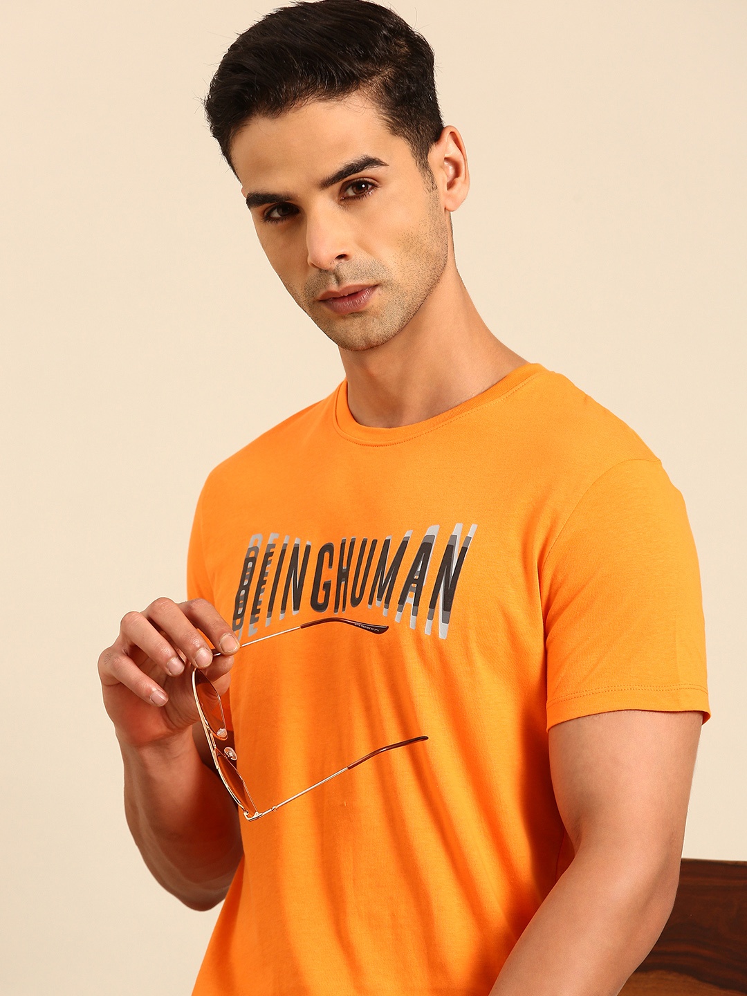 

Being Human Graphic Printed Pure Cotton T-shirt, Orange