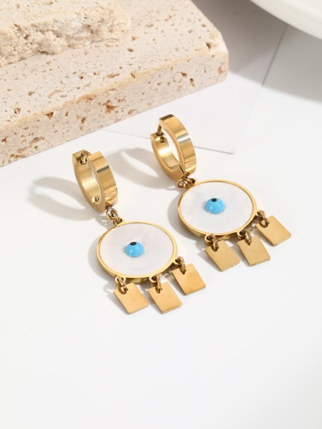 

VIEN Gold-Toned Contemporary Drop Earrings