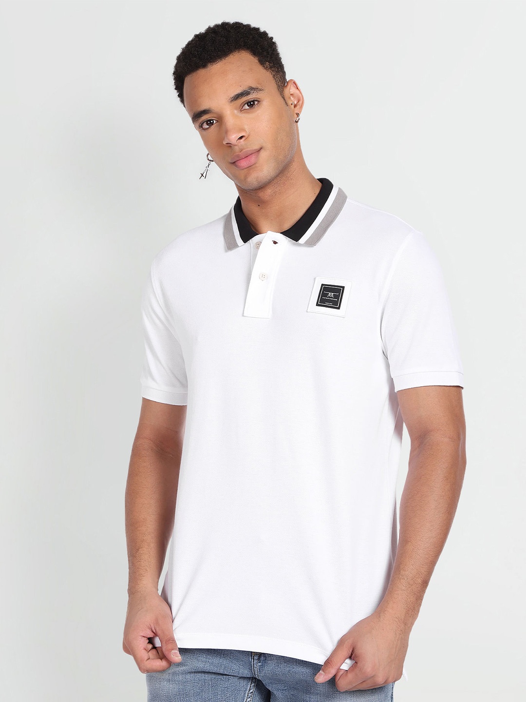 

Flying Machine Polo Collar Pure Cotton T-shirt, White
