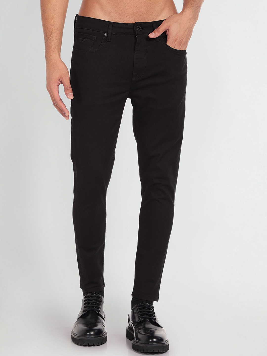 

Flying Machine Men Clean Look Skinny Fit Stretchable Jeans, Black