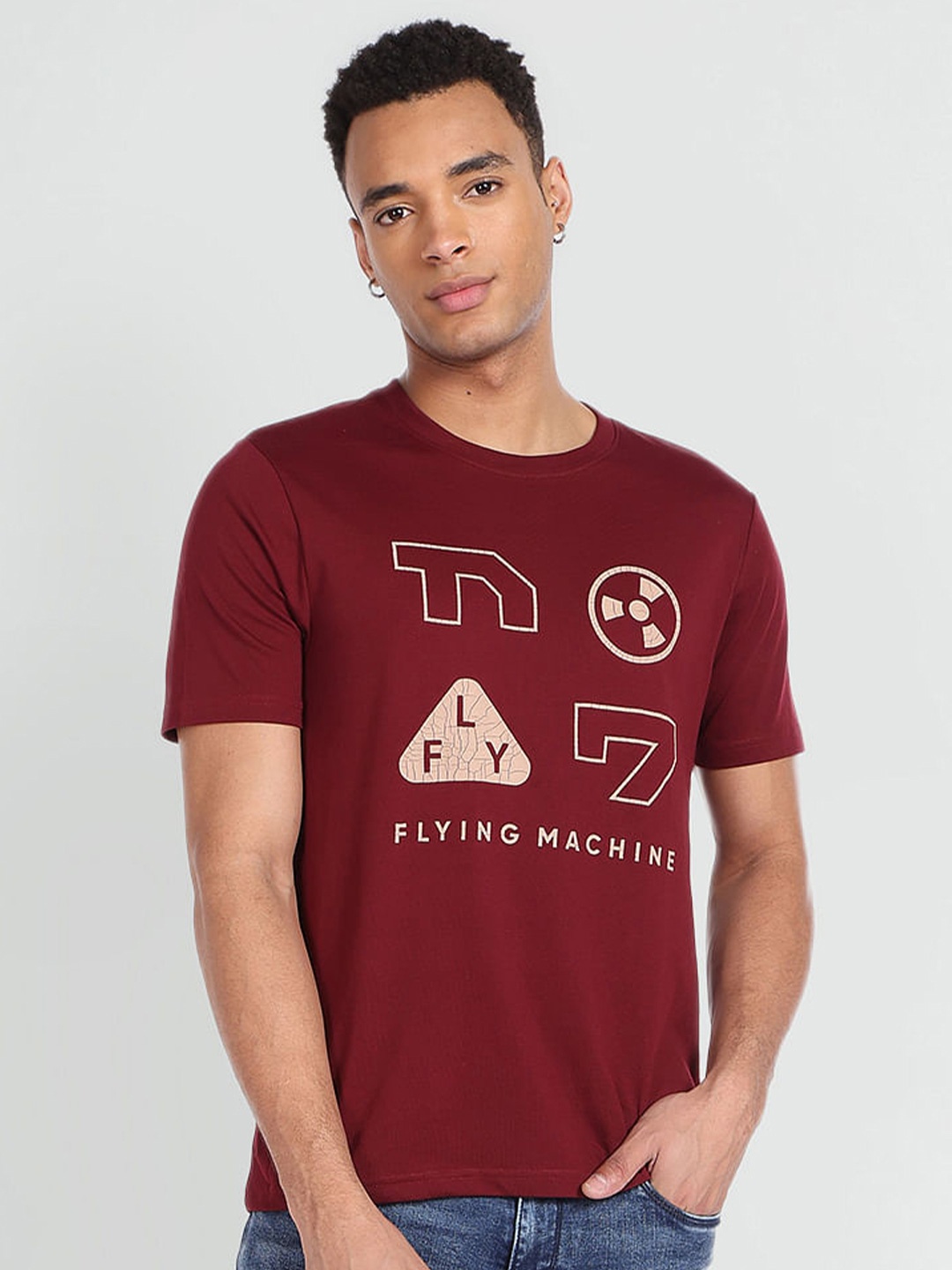 

Flying Machine Typography Printed Slim Fit T-shirt, Red