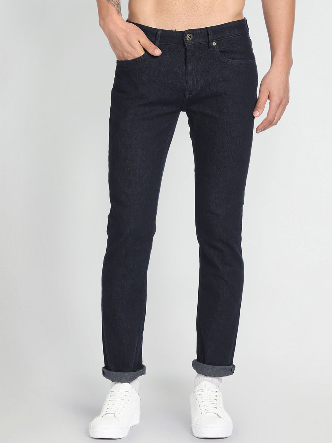 

Flying Machine Men Slim Fit Clean Look Stretchable Jeans, Blue