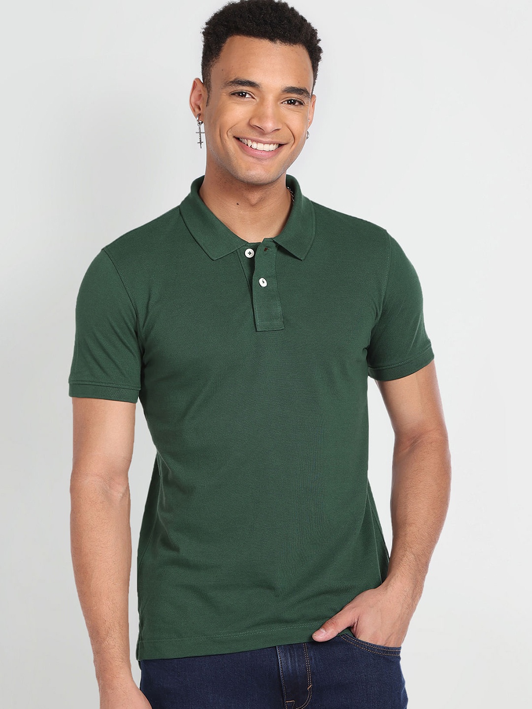 

Flying Machine Polo Collar Short Sleeves T-shirt, Green