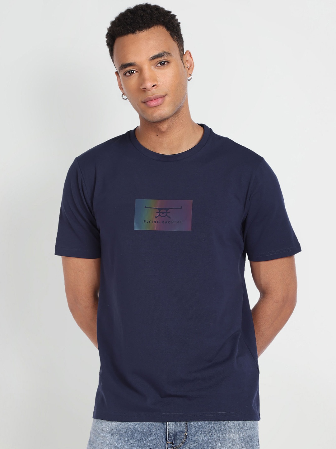 

Flying Machine Round Neck Short Sleeves T-shirt, Blue