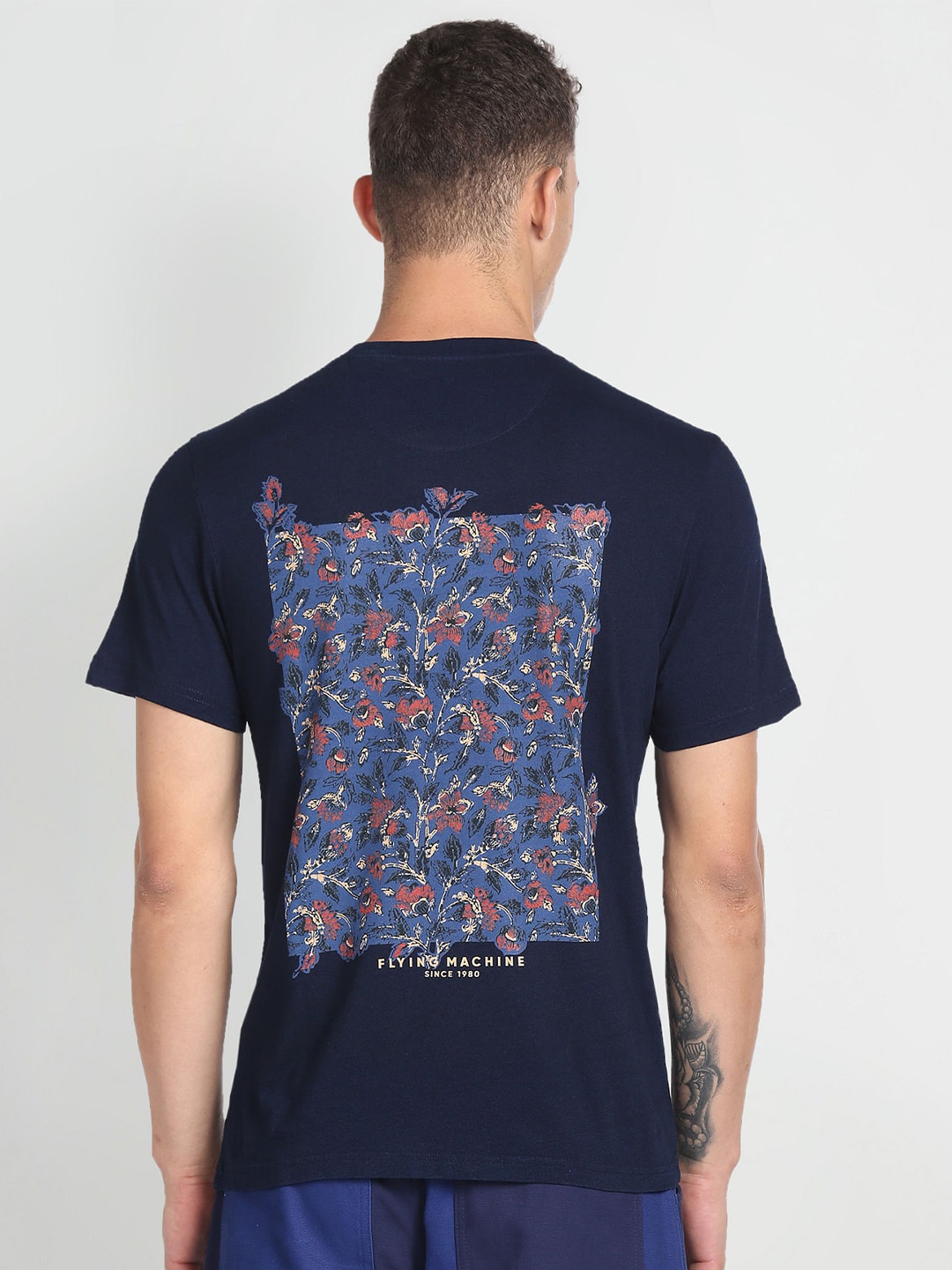 

Flying Machine Graphic Printed Pure Cotton T-shirt, Blue