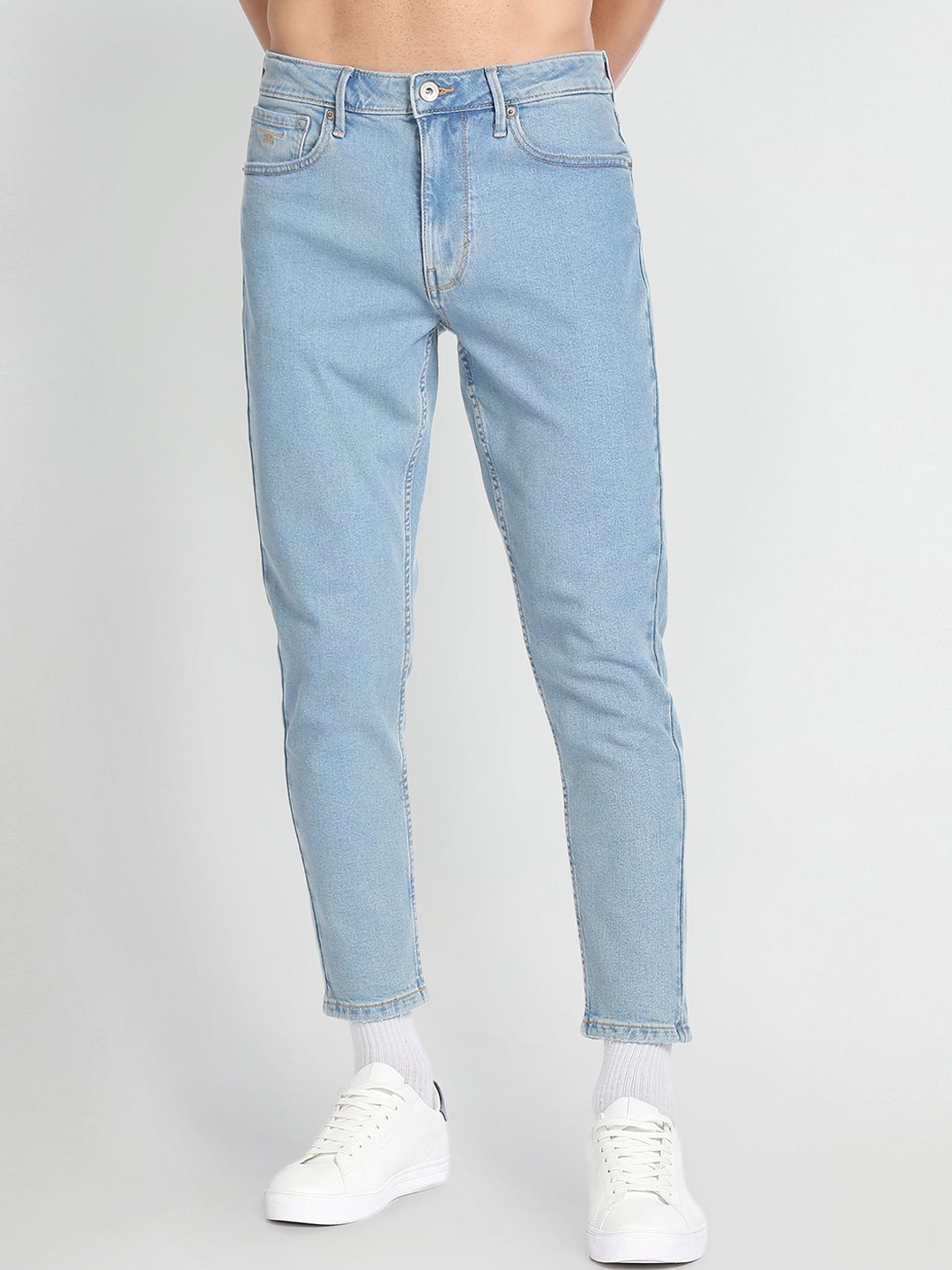 

Flying Machine Men Tapered Fit High-Rise Clean Look Stretchable Jeans, Blue