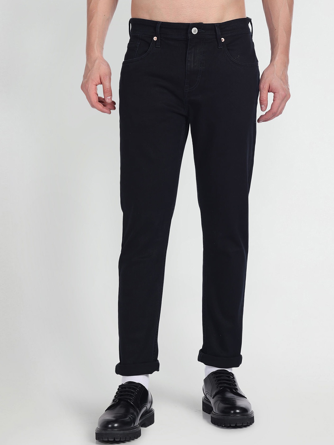 

Flying Machine Men Tapered Fit Stretchable Jeans, Black