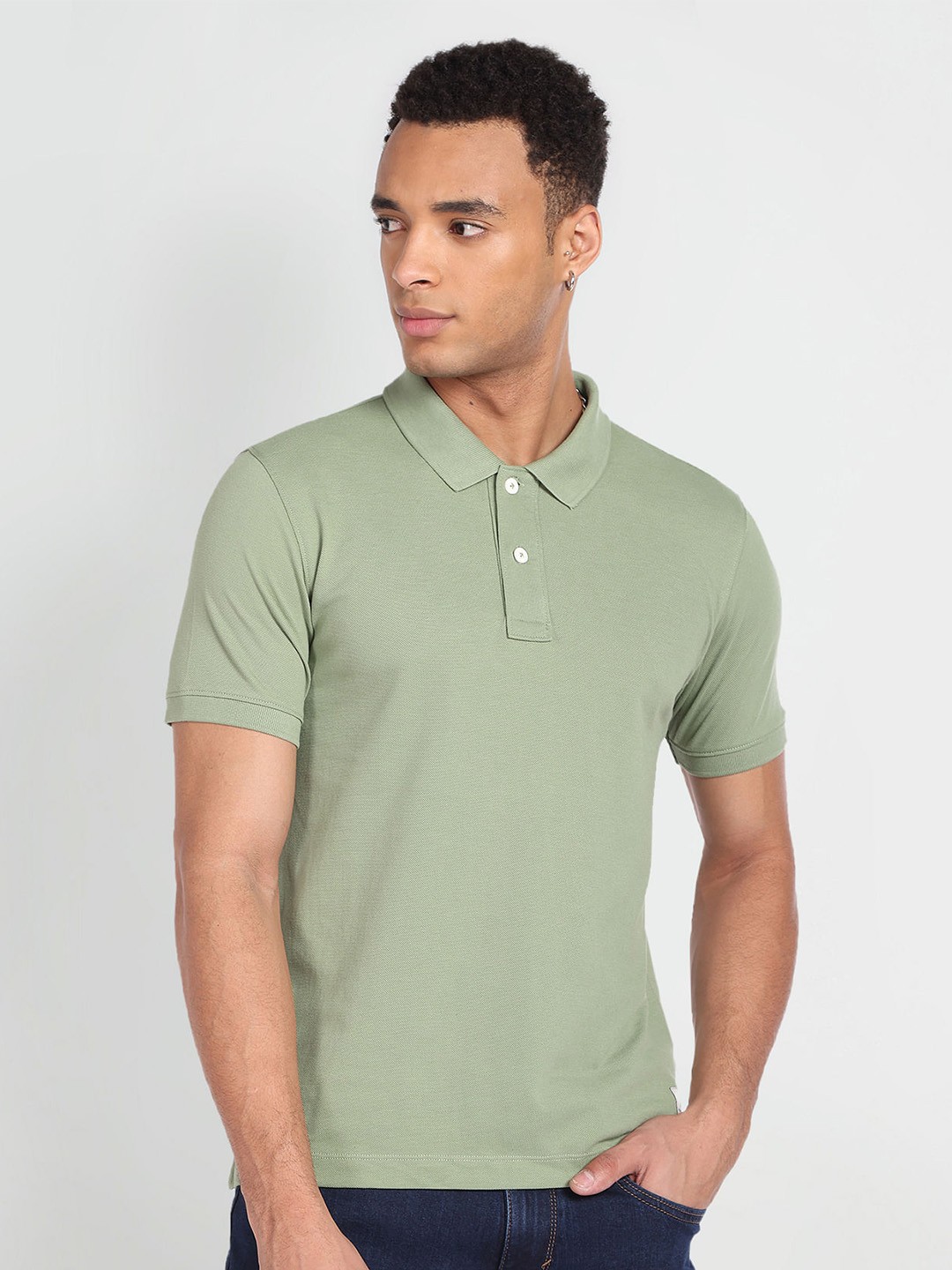 

Flying Machine Polo Collar T-shirt, Green