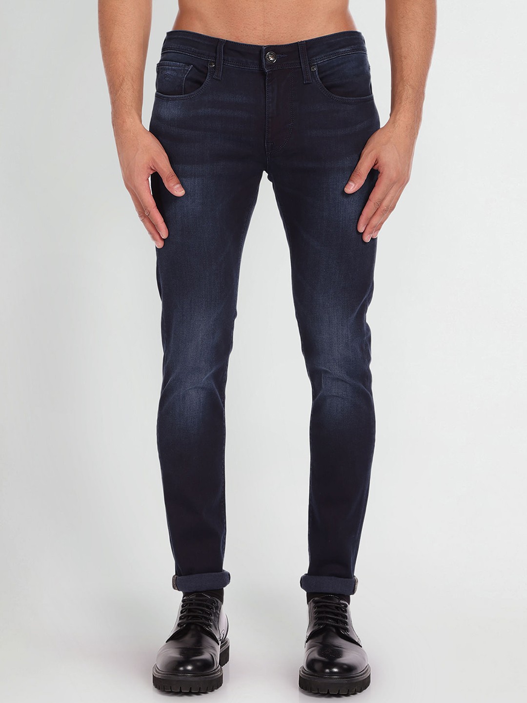 

Flying Machine Men Super Skinny Fit Low-Rise Light Fade Stretchable Jeans, Blue