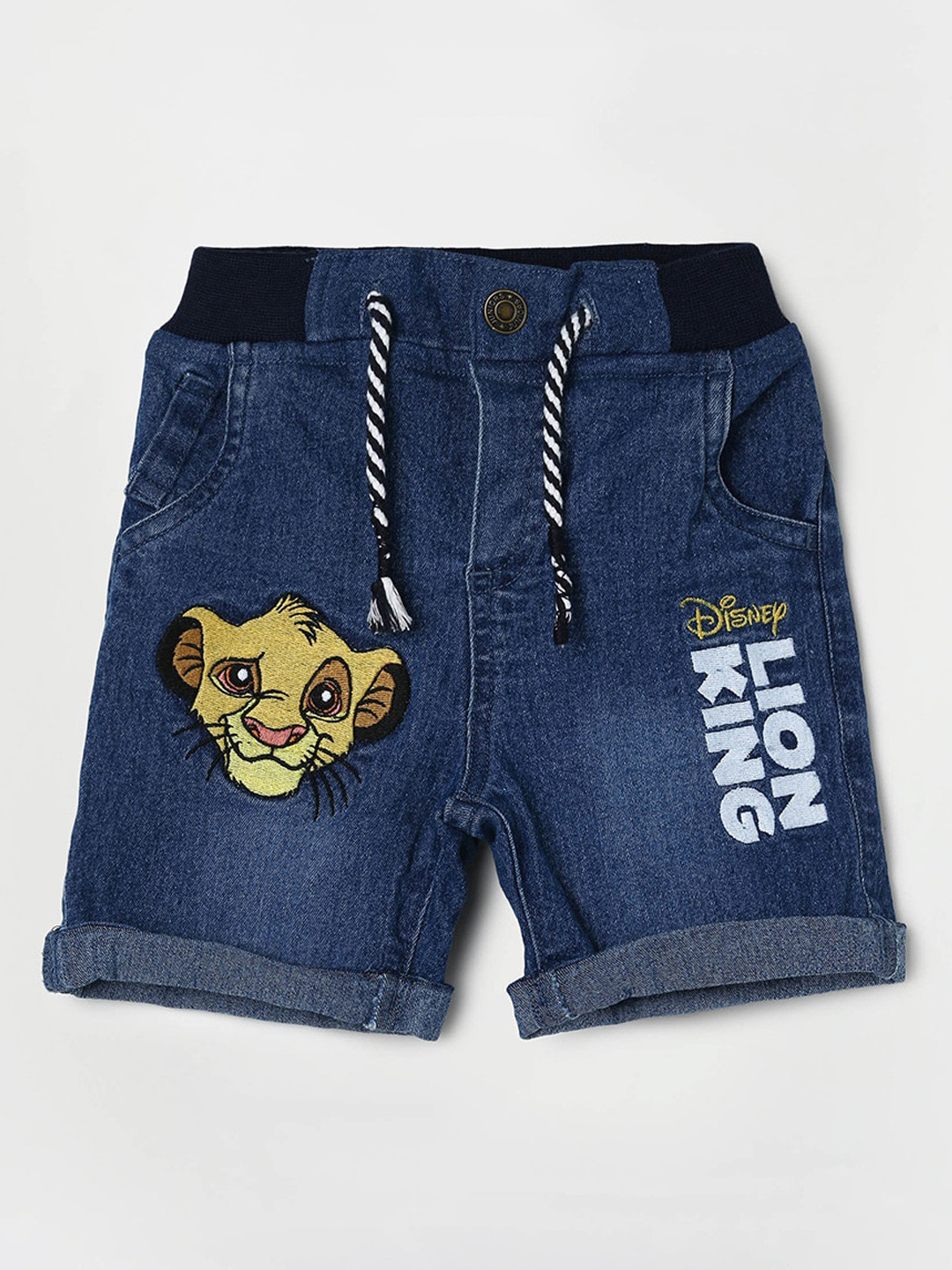 

Juniors by Lifestyle Boys Blue Lion King Printed Stretchable Denim Shorts