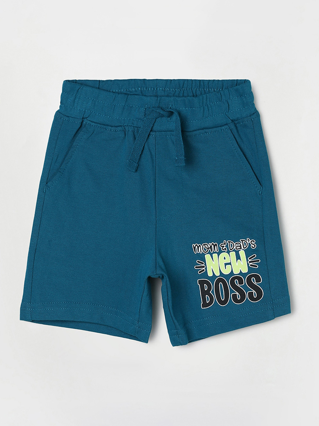 

Juniors by Lifestyle Boys Typography Printed Pure Cotton Shorts, Teal