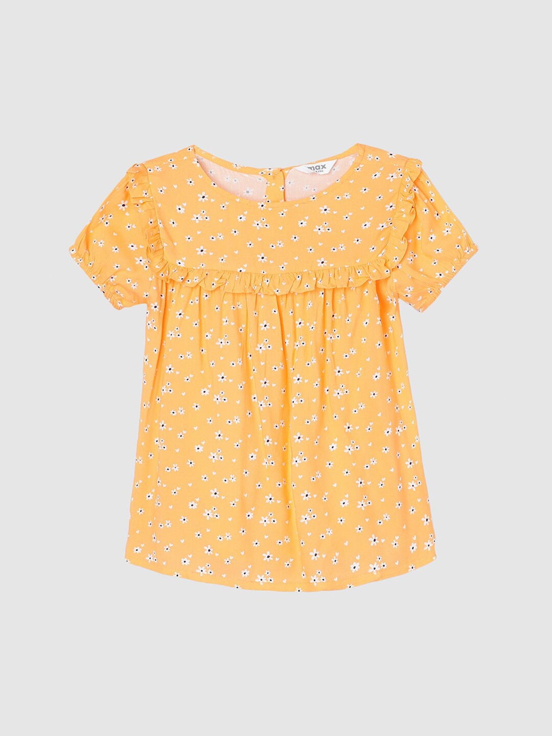 

max Girls Floral Printed A-Line Top, Orange