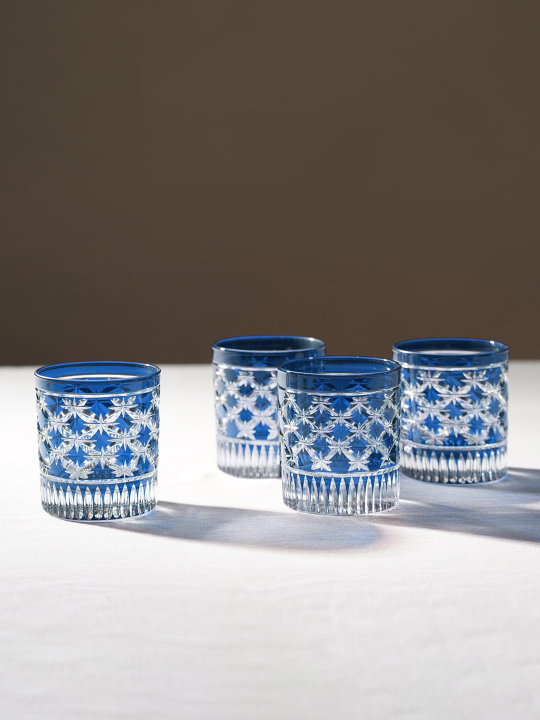 

Pure Home and Living 4-Pcs Blue Glass Diamond Cut Drinking Glasses - 500 ML Each