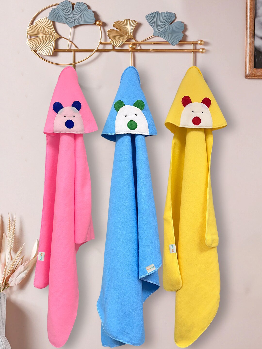 

OyO Baby Pink, Blue & Yellow 3 Pieces Printed Infants Kids Baby Blanket Wrapper