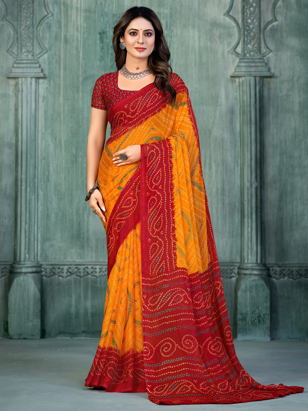 

Anouk Bandhani Printed Saree, Yellow