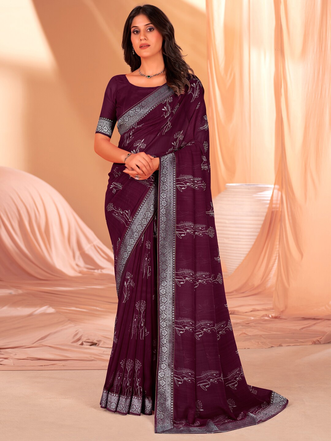 

Anouk Floral Printed Saree, Purple