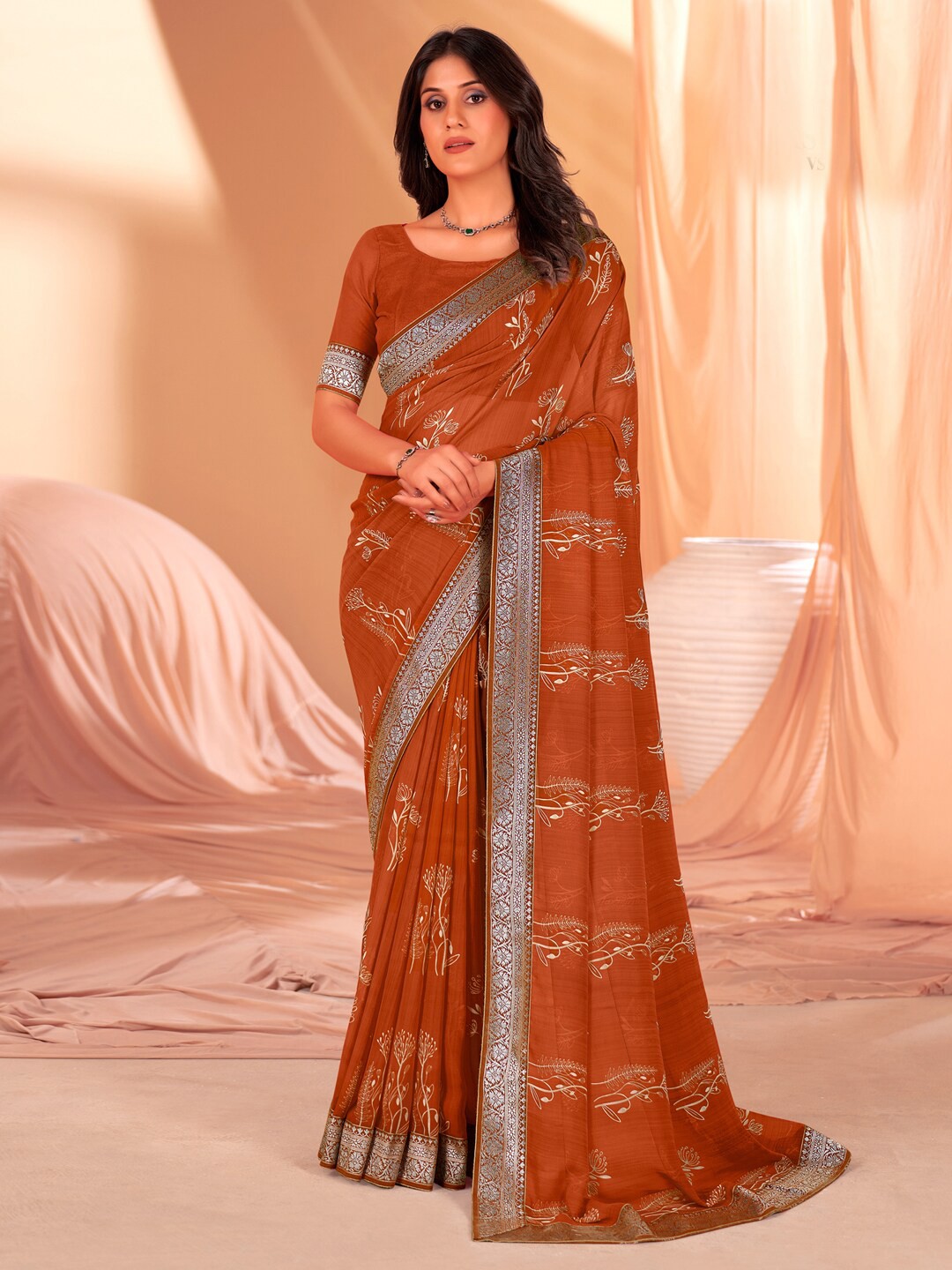 

Anouk Floral Printed Saree, Brown