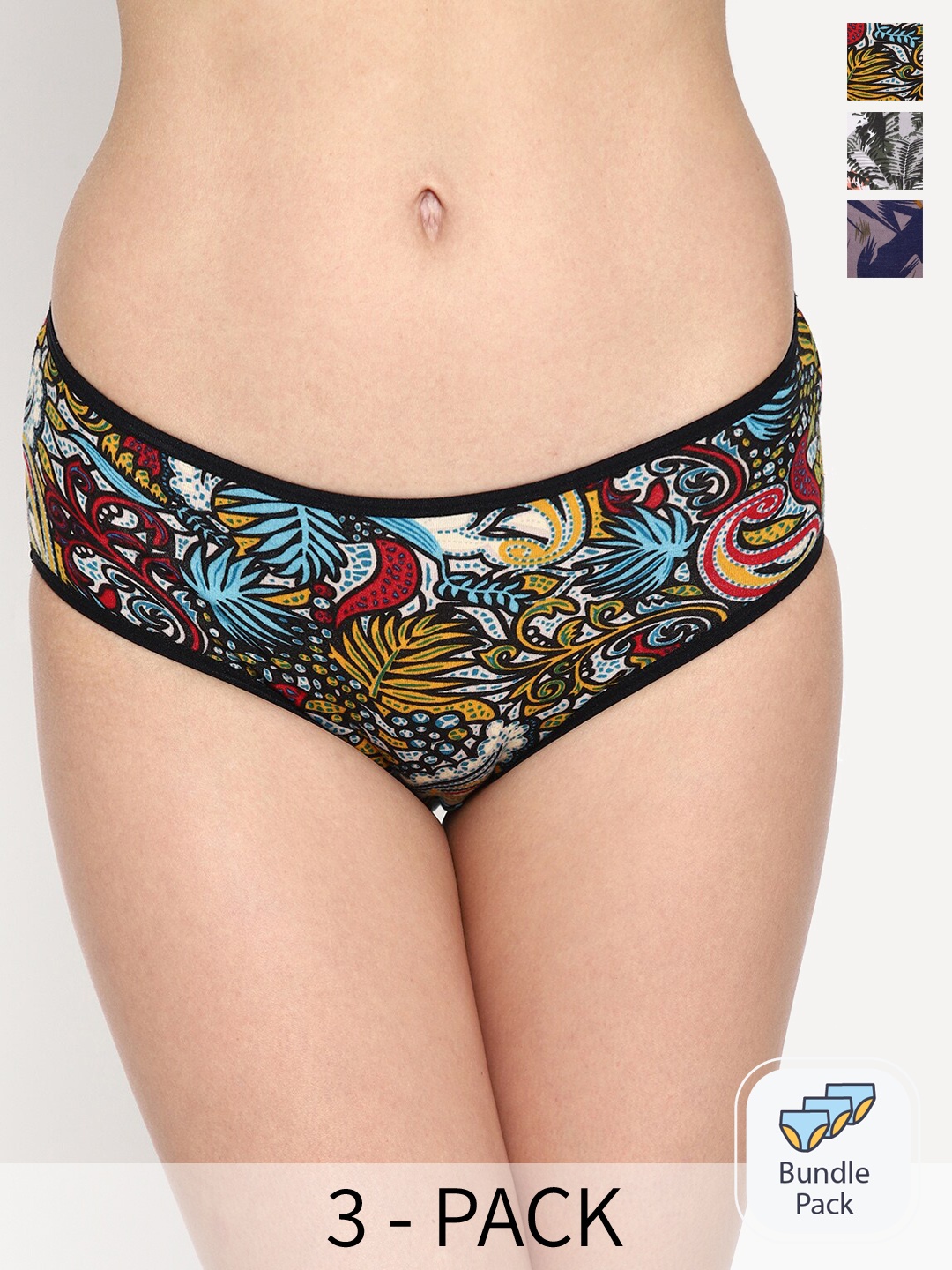 

Skidlers Pack Of 3 Printed Anti-Bacterial Cotton Hipster Briefs, Green