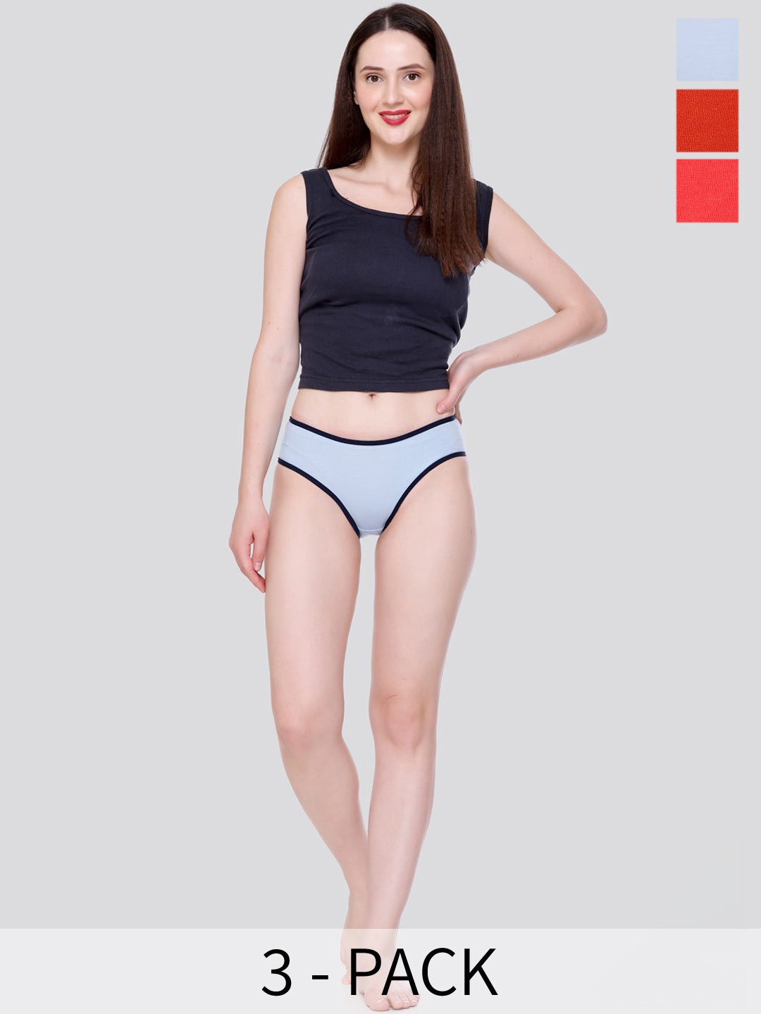 

Skidlers Pack Of 3 Mid Rise Anti-Bacterial Cotton Hipster Briefs, Red