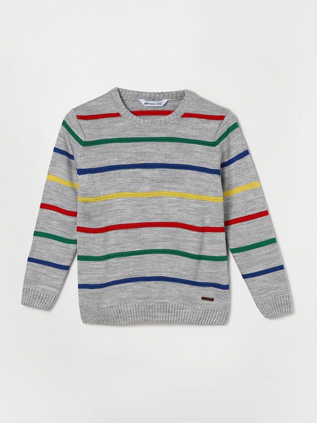 

Fame Forever by Lifestyle Boys Striped Acrylic Pullover Sweaters, Grey