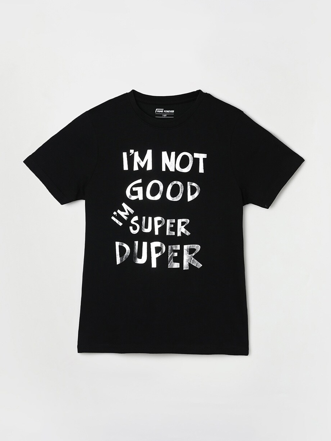 

Fame Forever by Lifestyle Boys Typography Printed Regular Fit Cotton T-Shirt, Black