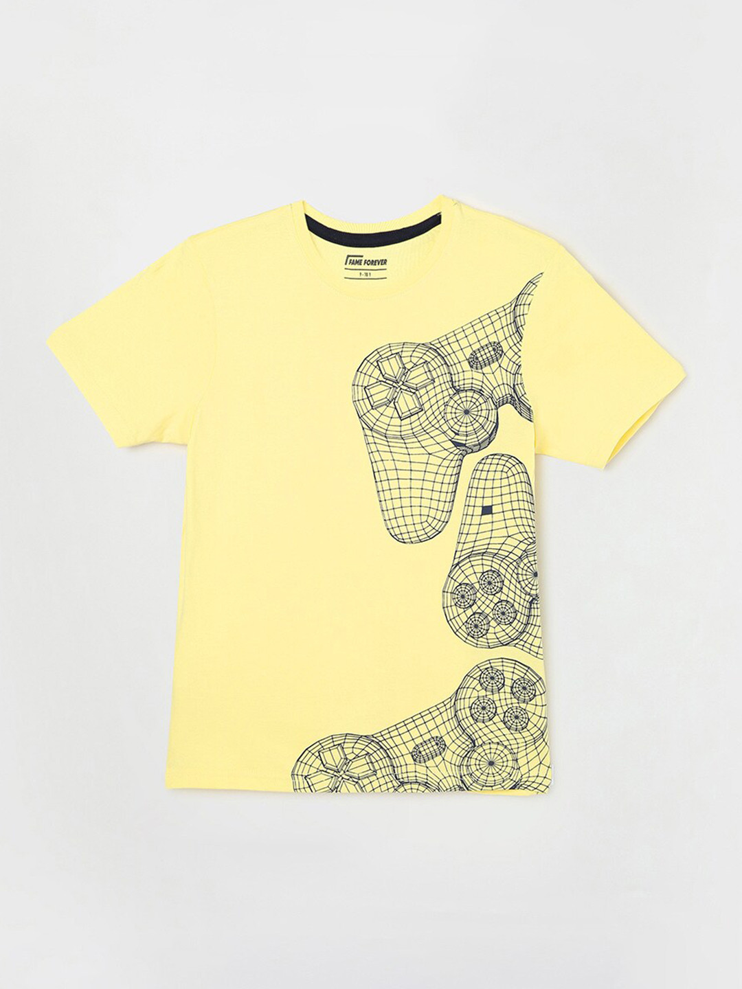 

Fame Forever by Lifestyle Boys Graphic Printed Regular Fit Cotton T-Shirt, Yellow