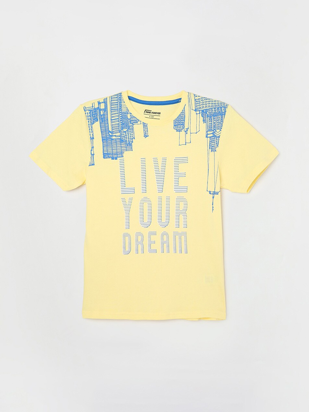 

Fame Forever by Lifestyle Boys Typography Printed T-shirt, Yellow