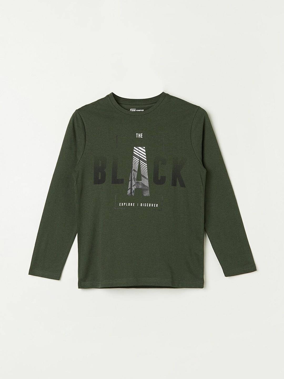 

Fame Forever by Lifestyle Boys Typography Printed Cotton T-shirt, Olive