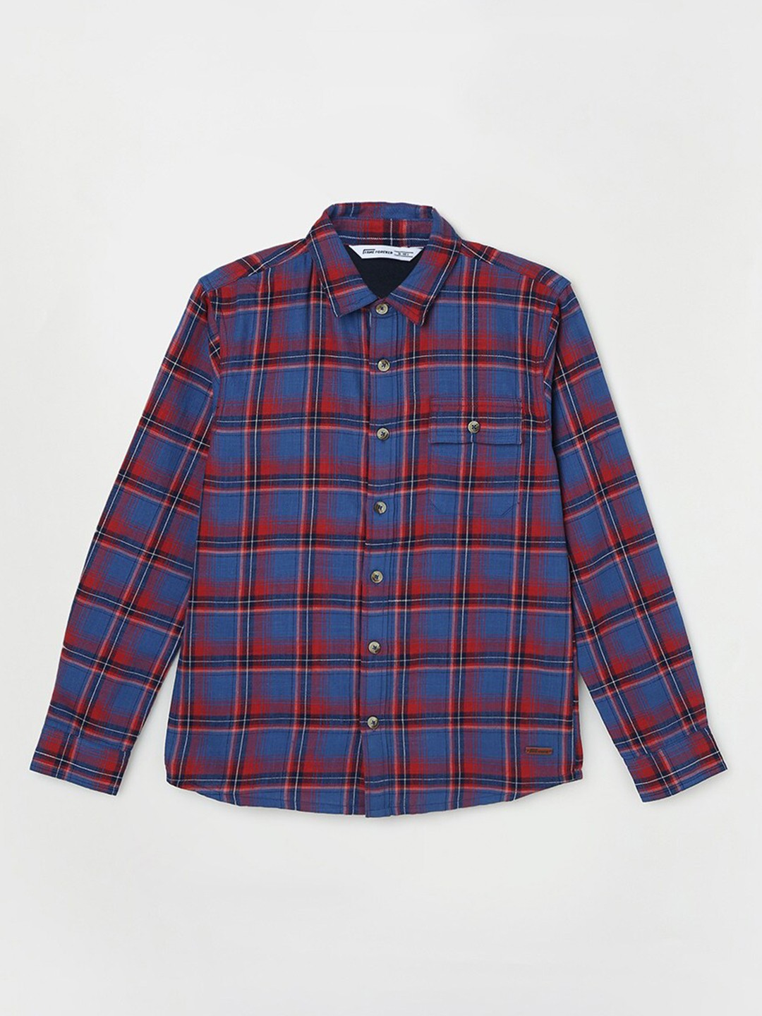 

Fame Forever by Lifestyle Boys Tartan Checks Opaque Checked Pure Cotton Casual Shirt, Red
