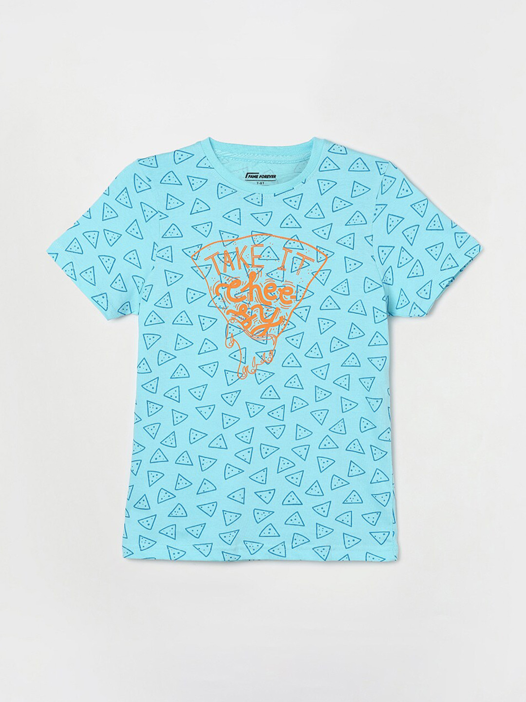 

Fame Forever by Lifestyle Boys Conversational Printed Regular Fit Cotton T-Shirt, Blue