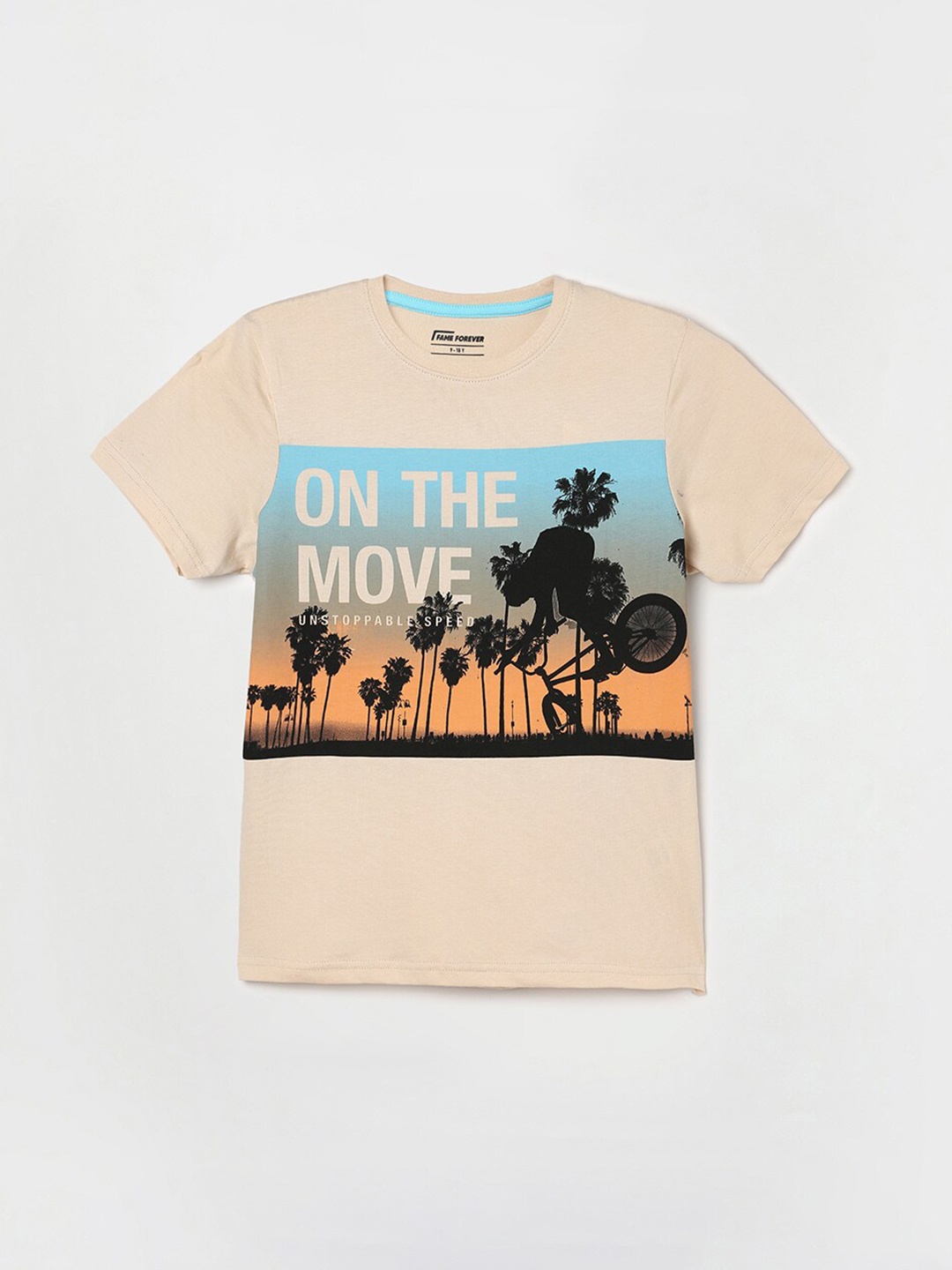 

Fame Forever by Lifestyle Boys Typography Printed Pure Cotton T-shirt, Grey melange