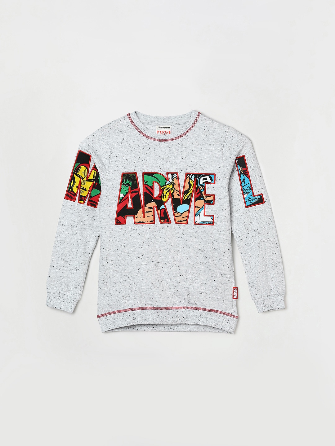 

Fame Forever by Lifestyle Boys Marvel Printed Long Sleeves Pullover, Grey melange