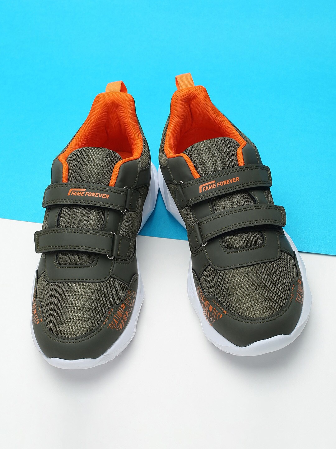 

Fame Forever by Lifestyle Boys Textured Comfort Insole Sneakers With Velcro Closure, Olive